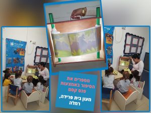 מספרים את "גור גורליה הקטן" באמצעות פנס קסם במעון בית פרידה, רמלה
