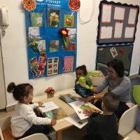 מדקלמים ביחד עם בובת הצב שירים מתוך הספר 